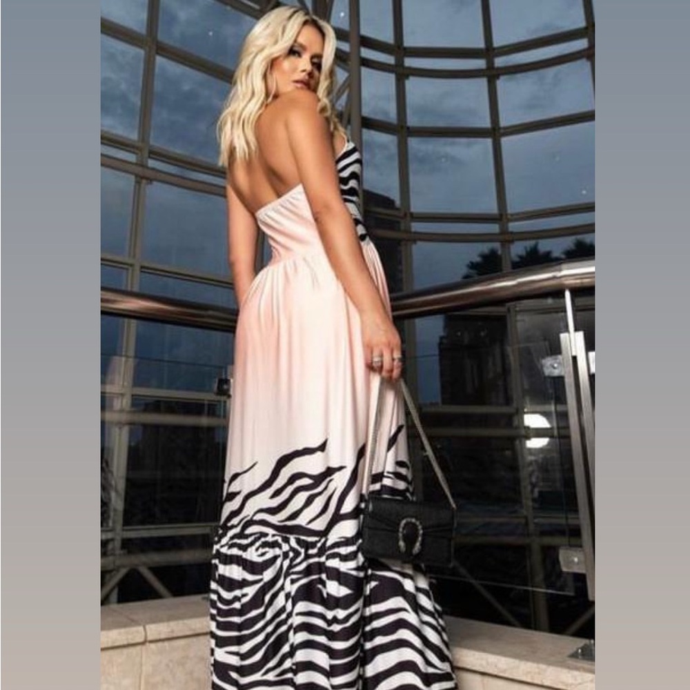 Elegant Zebra Print Maxi Dress